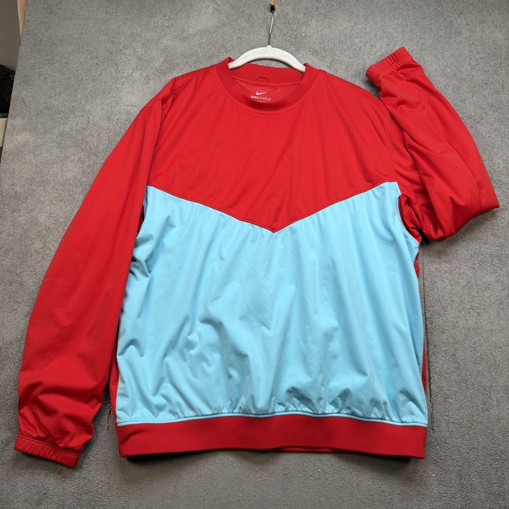 Nike Shield Training Pullover Windbreaker Red Blue Mens Large